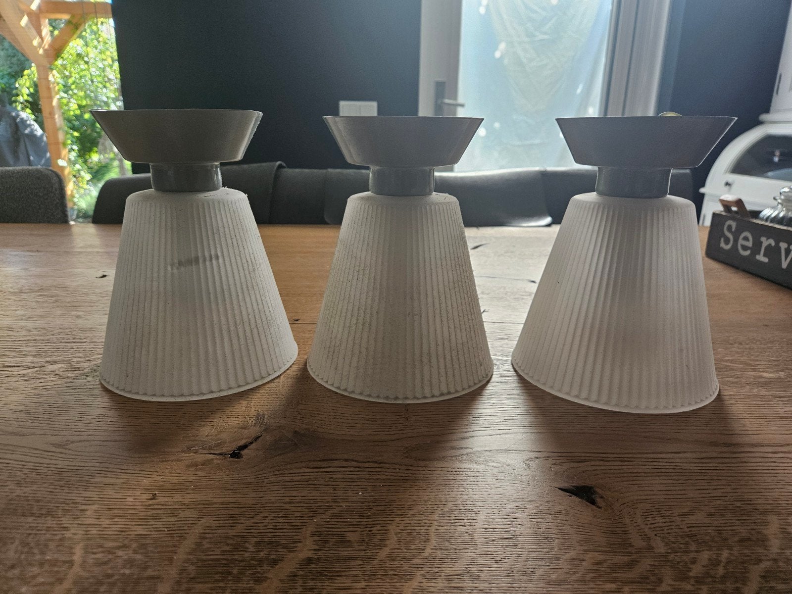 3x IKEA T9715 lampen met lampen, gebruikt, Ophalen, Gebruikt, Glas, E27 (groot)