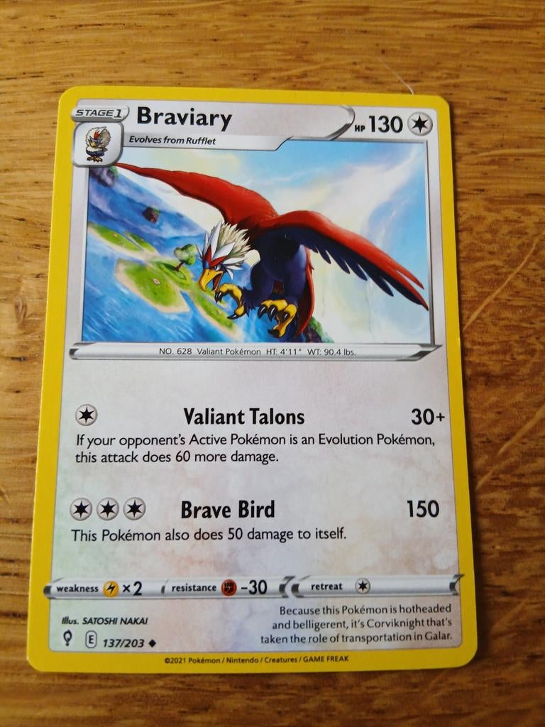 Pokémon TCG: Braviary Kaart 137/203  - Zo goed als nieuw, Ophalen of Verzenden, Zo goed als nieuw, Losse kaart