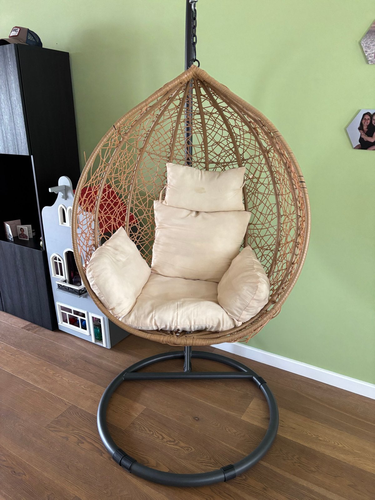Comfortabele Hangstoel met Kussen - Zo Goed als Nieuw, Ophalen, Zo goed als nieuw, Riet of Rotan, 75 tot 100 cm