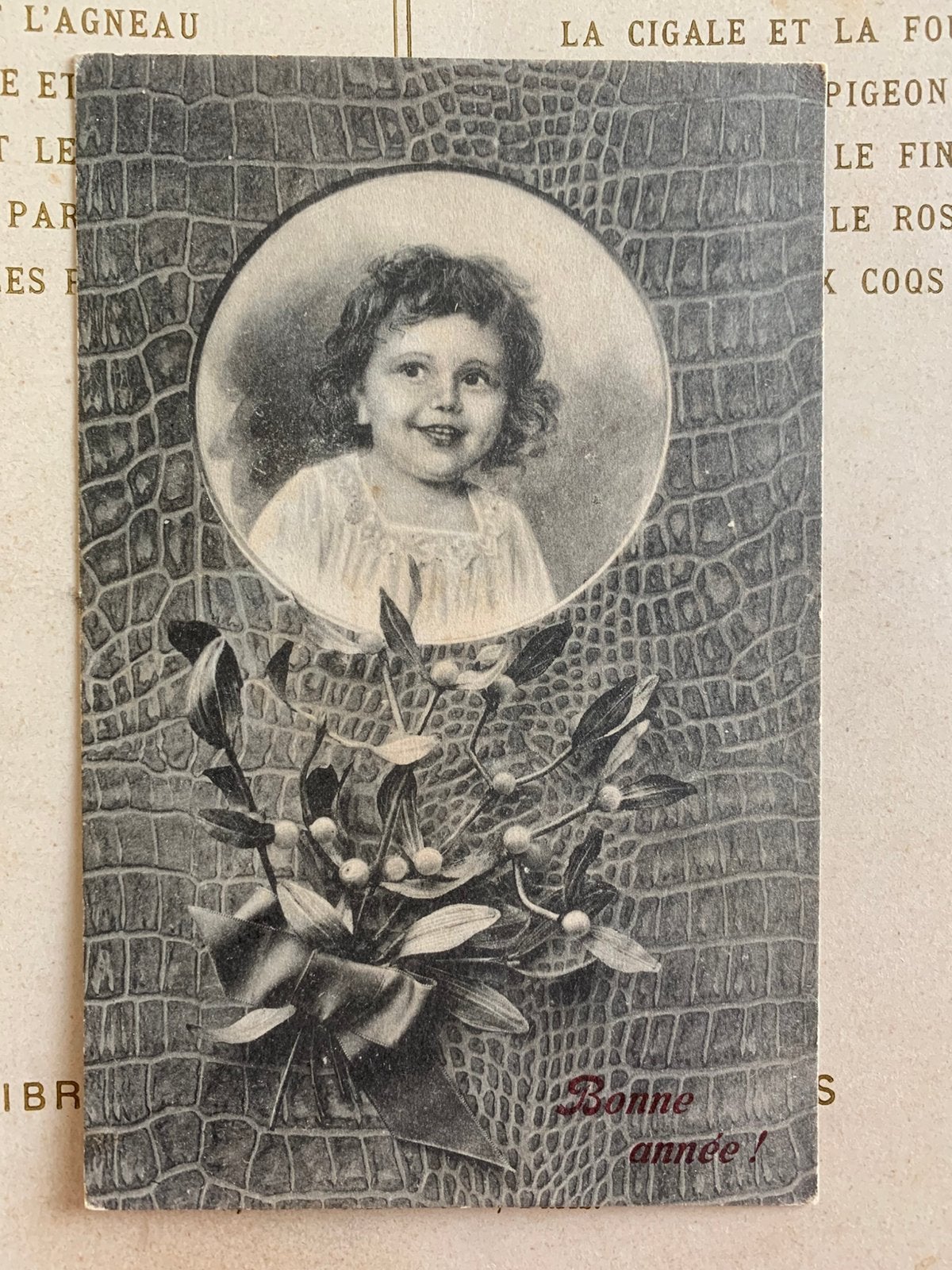 Bonne Année - meisje met mistletoe (VD), Ophalen of Verzenden, Voor 1920, Gelopen, Feest(dag)