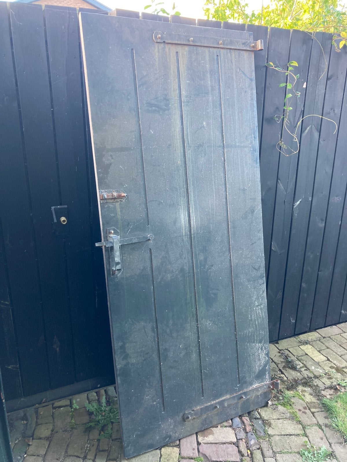 Zware multiplex tuindeur te koop, Ophalen, Gebruikt, 80 tot 100 cm, Buitendeur