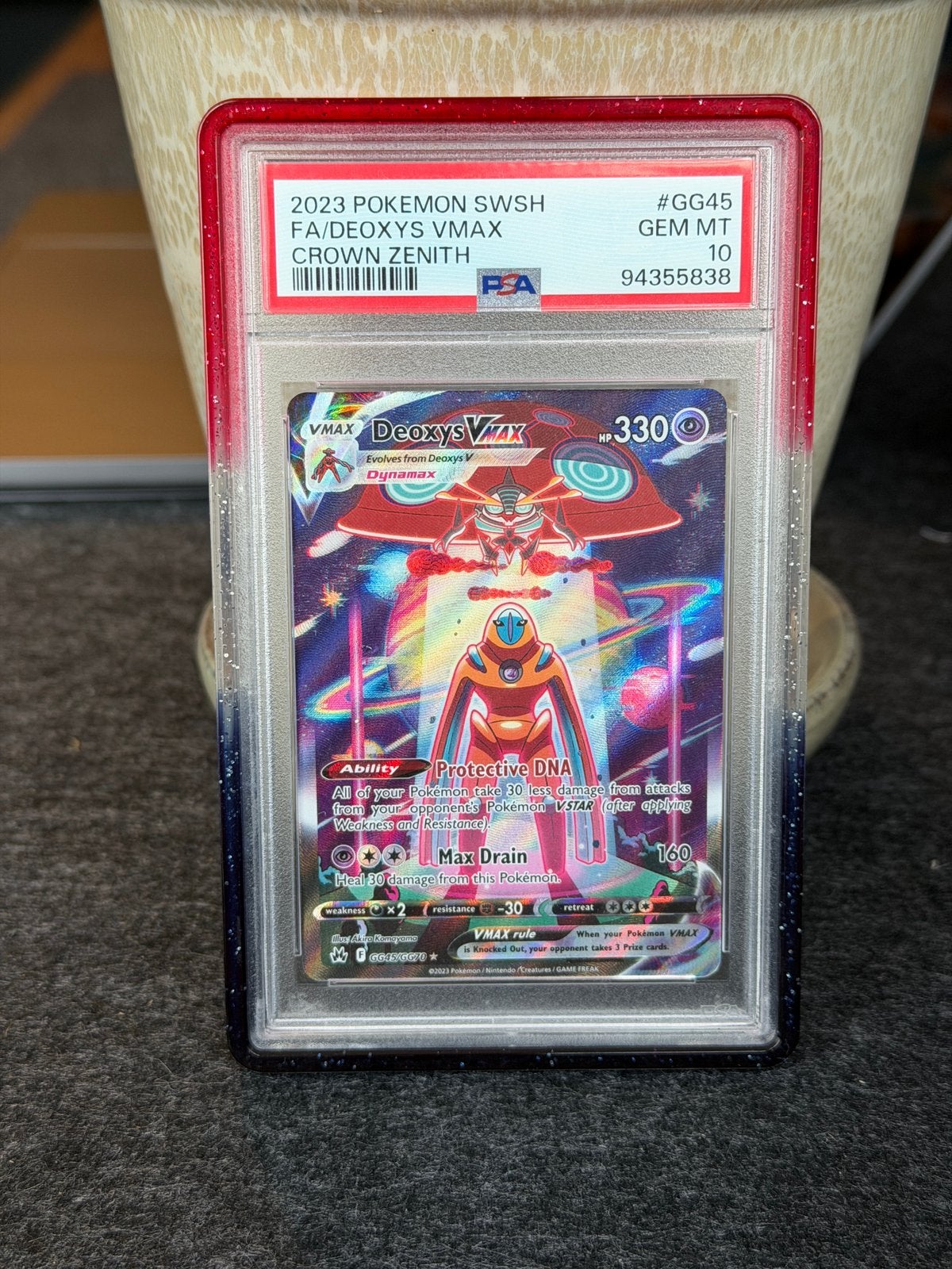 Deoxys vmax gg45 PSA 10 (guard included), Ophalen of Verzenden, Zo goed als nieuw