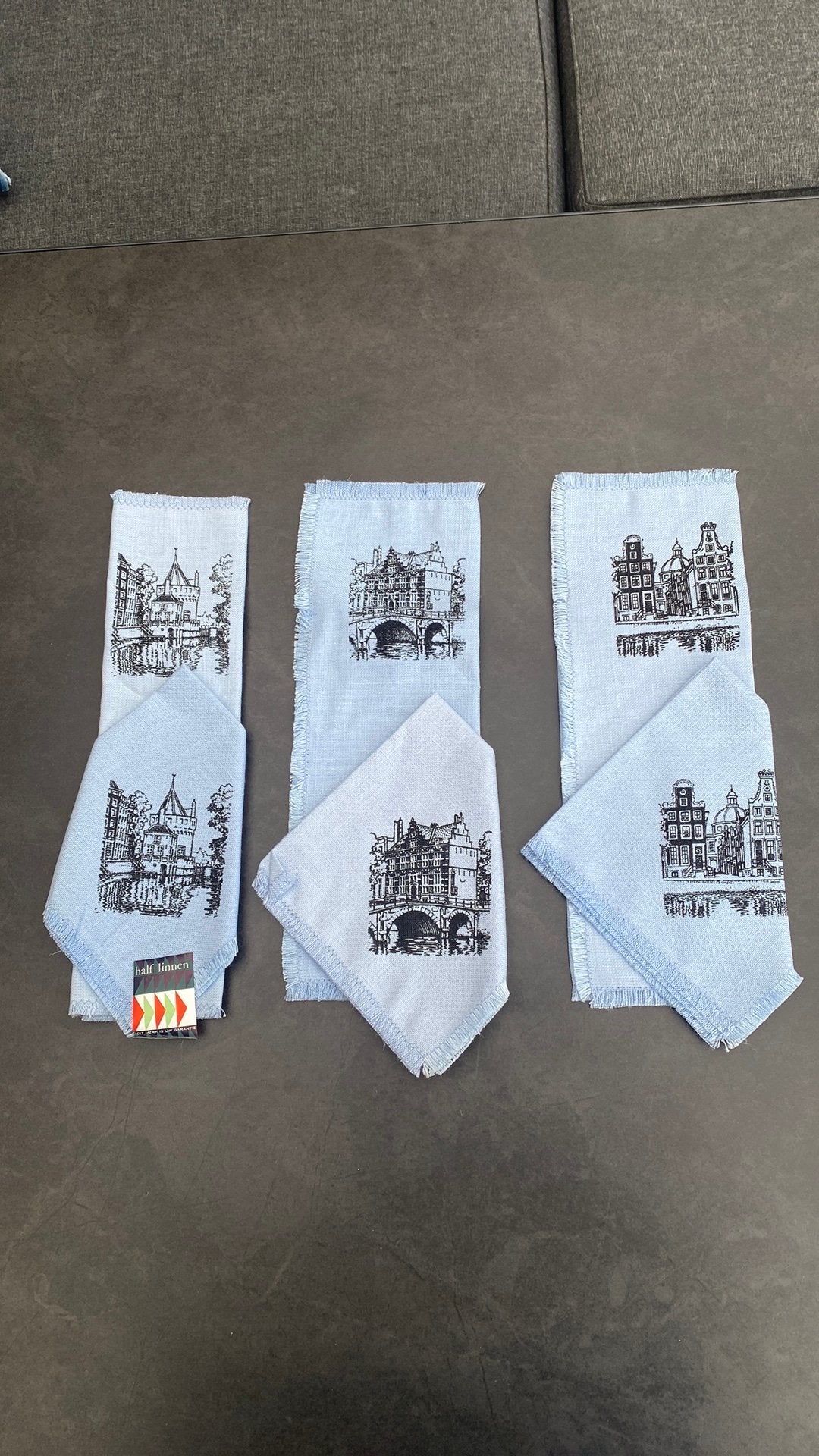 6 servetten grachten servies Amsterdam, Antiek en Kunst, Ophalen of Verzenden