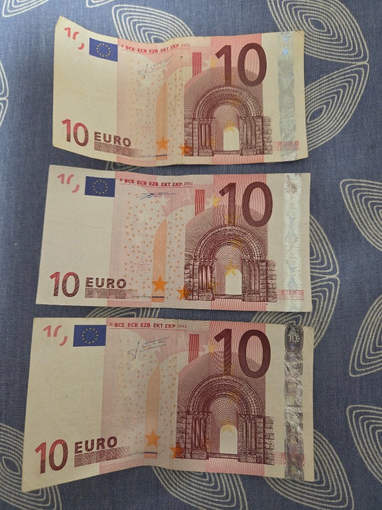 Biljetten euro 10, oud, 3 stuks., Postzegels en Munten, Ophalen of Verzenden, Overige landen, 10 euro, Los biljet