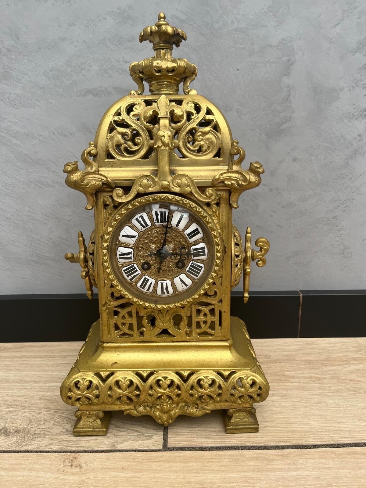 Antieke Franse vergulde bronzen lantaarnklok, Ophalen of Verzenden