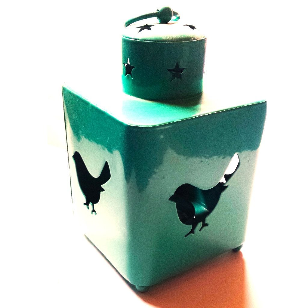 Retro waxinelichthouder leuke vogels Metalen lamp lantaarn, Huis en Inrichting, Ophalen of Verzenden, Zo goed als nieuw, Metaal