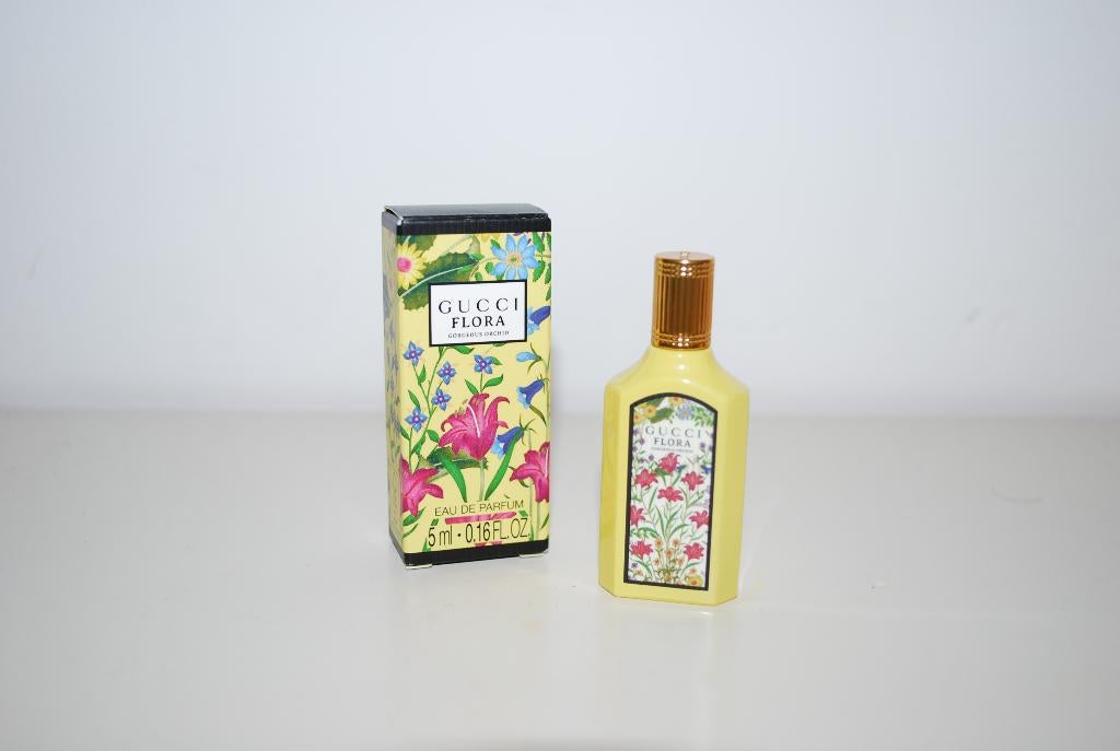 Miniatuur Gucci Flora Gorgeous Orchid, Verzamelen, Ophalen of Verzenden, Zo goed als nieuw, Miniatuur, Gevuld