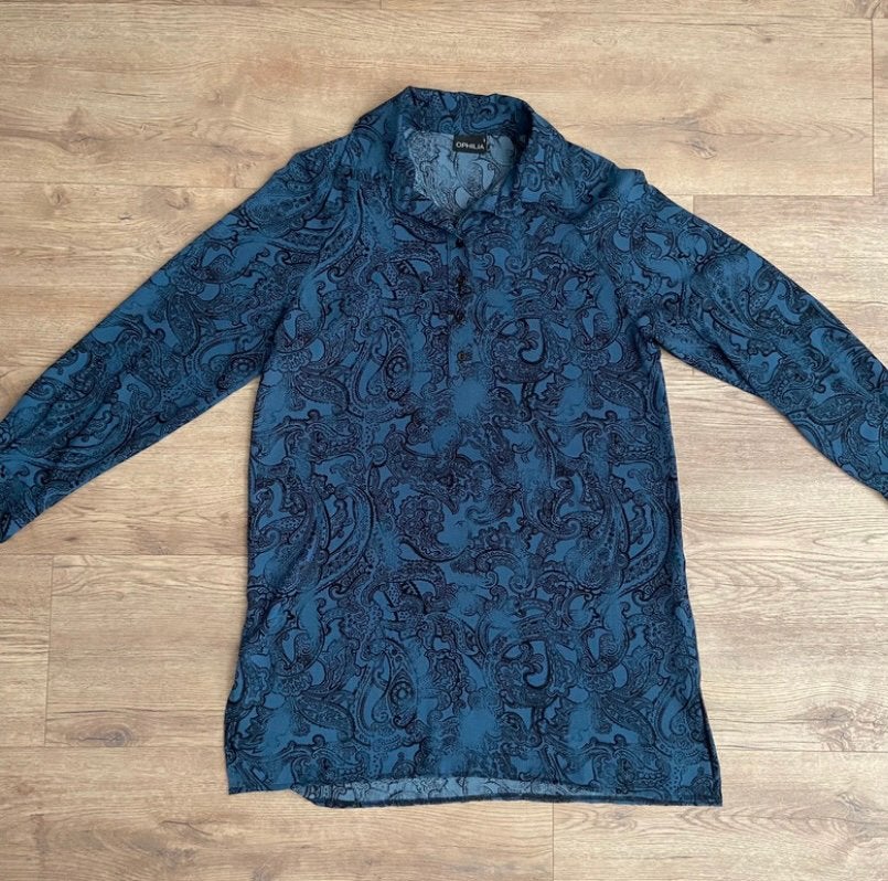 Ophilia dames tuniek blouse paisley petrol maat 42/44, Blauw, Maat 42/44 (L), Ophalen of Verzenden, Zo goed als nieuw