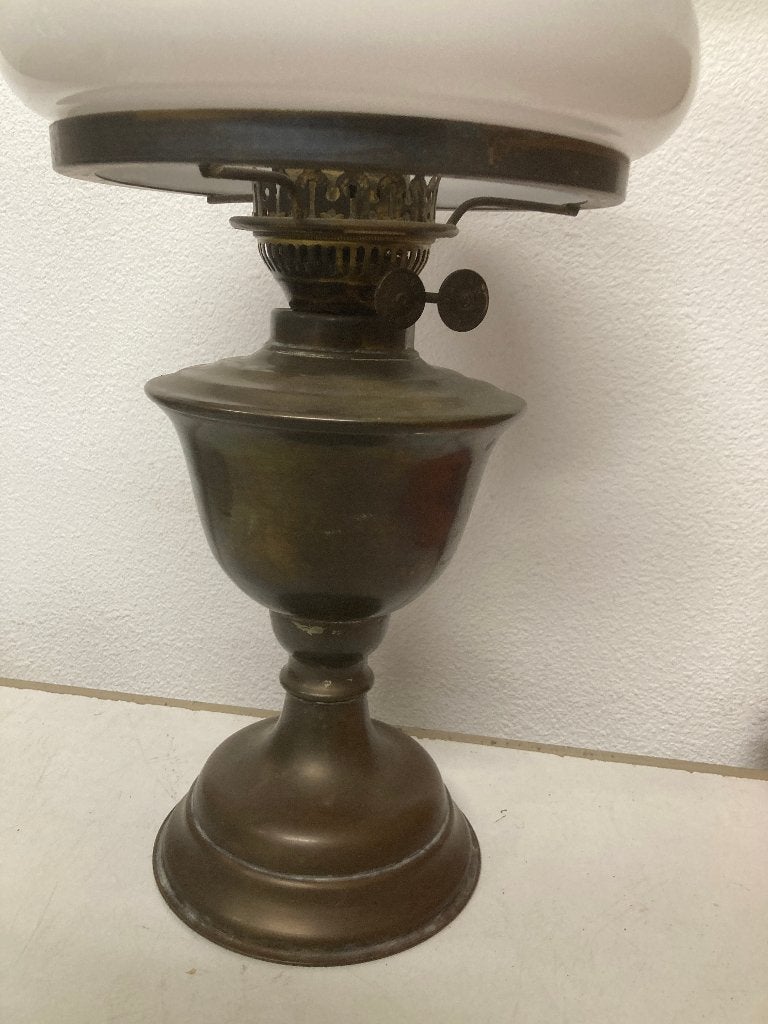 T.K. Nostalgische koperen Olielamp ca. 46 cm hoog, Ophalen of Verzenden