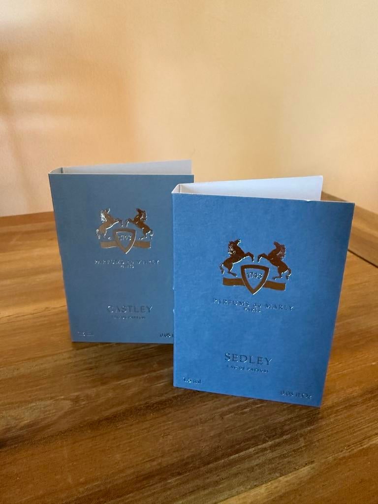 Parfums de Marly Sedley & Castley samples (Sedley halfvol), Ophalen of Verzenden, Gebruikt