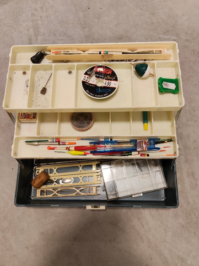 Vintage Visgerei Box met Diverse Accessoires, Ophalen of Verzenden, Gebruikt, Overige typen