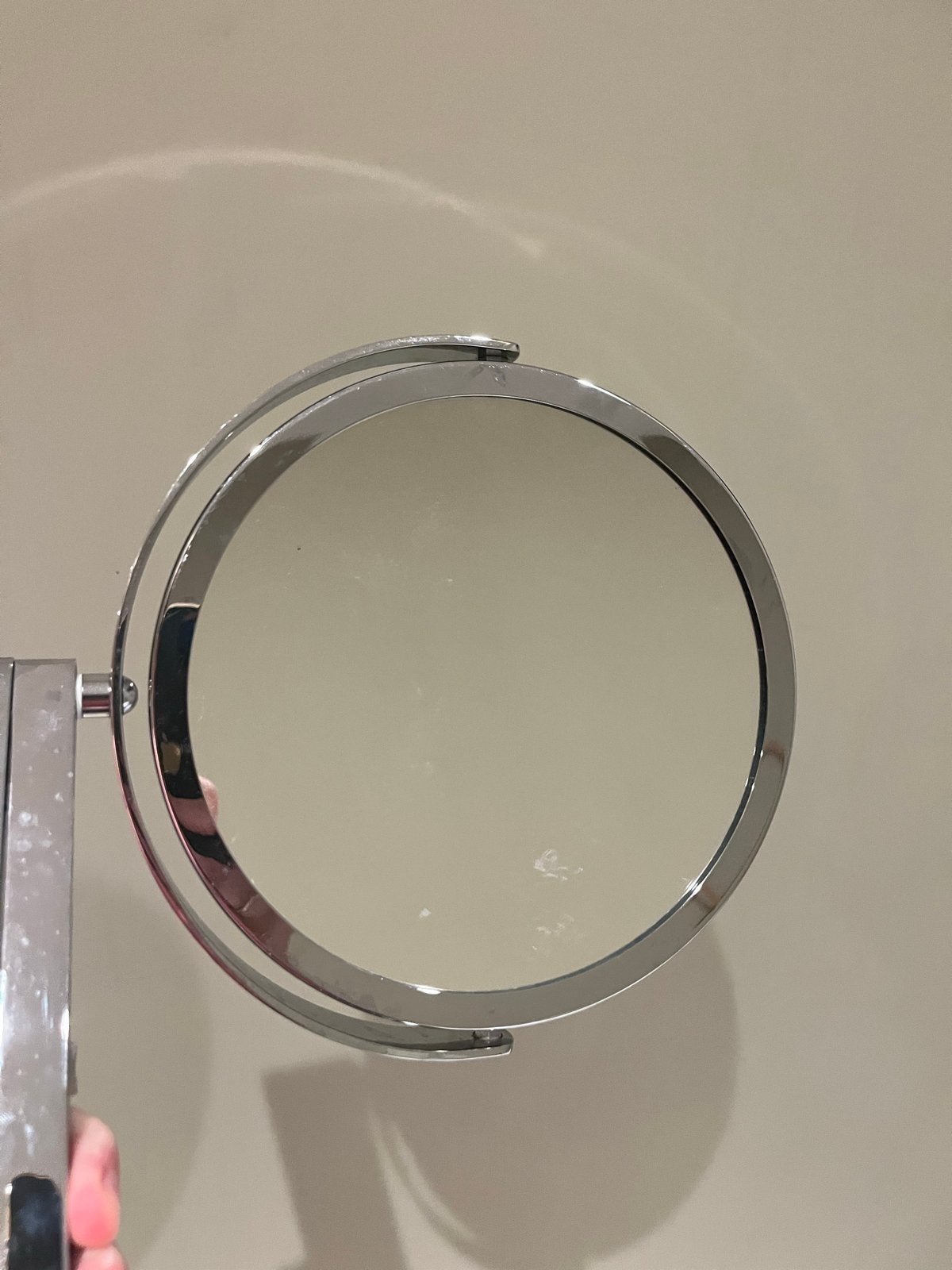 Degelijke zware metalen scheerspiegel met uitschuifbare arm, Ophalen of Verzenden, Gebruikt, Minder dan 50 cm, Minder dan 100 cm