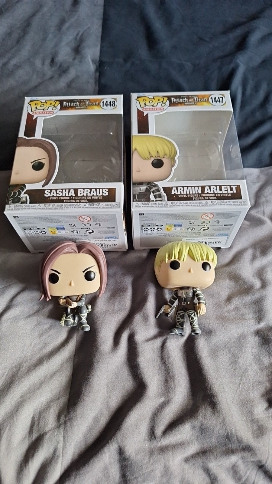 attack on titan funko pops Armin en Sasha, Ophalen of Verzenden, Zo goed als nieuw
