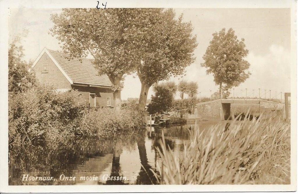 Hoornaar (Z.H.) Onze mooie Giessen, gelopen 1950, Verzamelen, Ophalen of Verzenden, 1940 tot 1960, Gelopen, Zuid-Holland