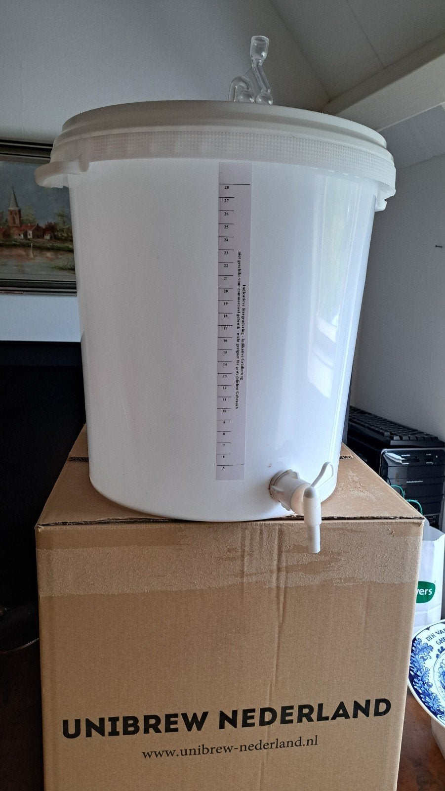 Gistingsvat met waterslot en aftapkraan - 30 liter, Hobby en Vrije tijd, Ophalen, Zo goed als nieuw