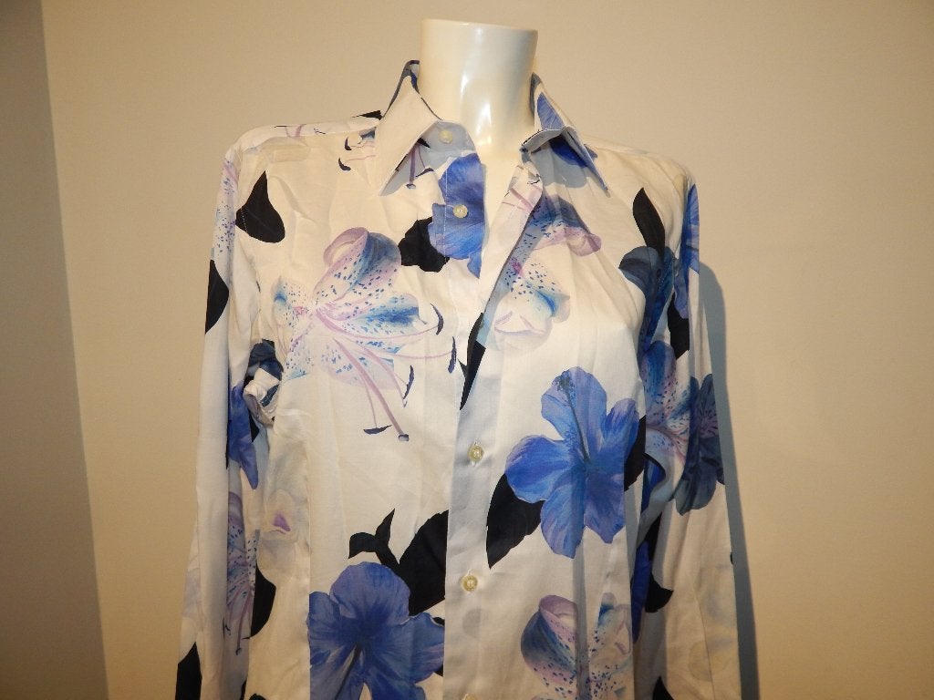 Etro milano schitterende blouse grote bloemen print mt 40, Kleding | Dames, Maat 38/40 (M), Etro, Zo goed als nieuw, Meerkleurig
