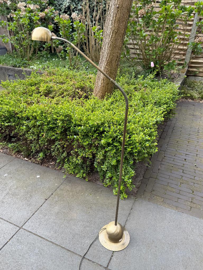 Stijlvolle staande lamp - leeslamp, Ophalen, Gebruikt, Brons, Metaal