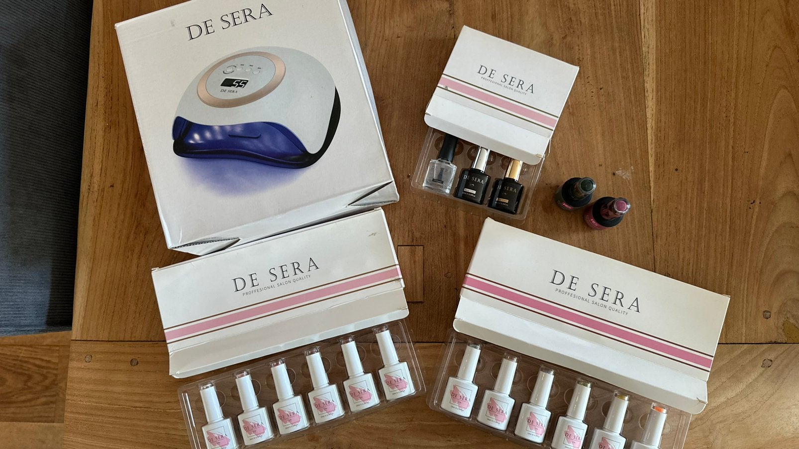 Nagellamp + nagellak (Pink Gellac + De Sera), Ophalen of Verzenden, Gebruikt, Gehele gezicht