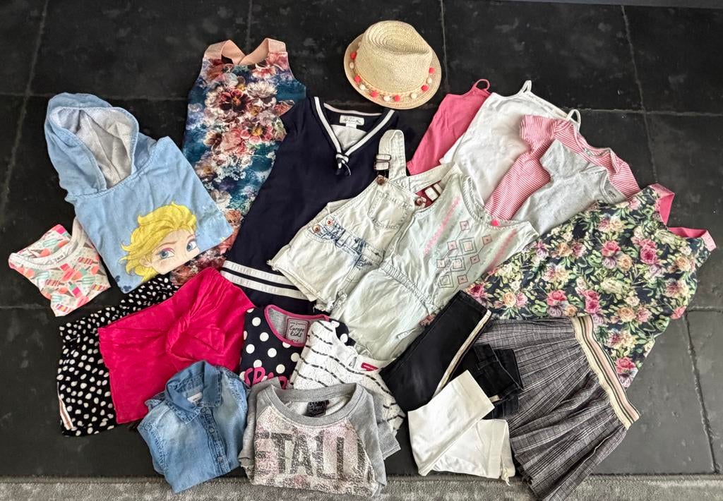 Kledingpakket bundel meisje jurk rok poncho maat 98-104, Kinderen en Baby's, Ophalen of Verzenden, Gebruikt, Maat 98