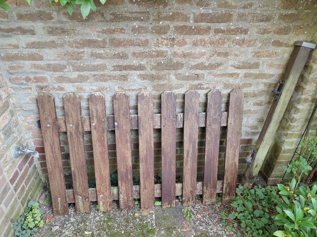 laag poorthekje breed 125 cm hoog 80 cm, Ophalen, Met poort, Gebruikt, Tuinhek