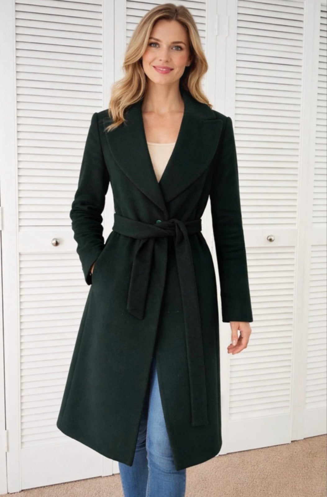 Reiss wollen jas, donkergroen, maat 40, Kleding | Dames, Ophalen of Verzenden, Zo goed als nieuw, Maat 38/40 (M), Groen