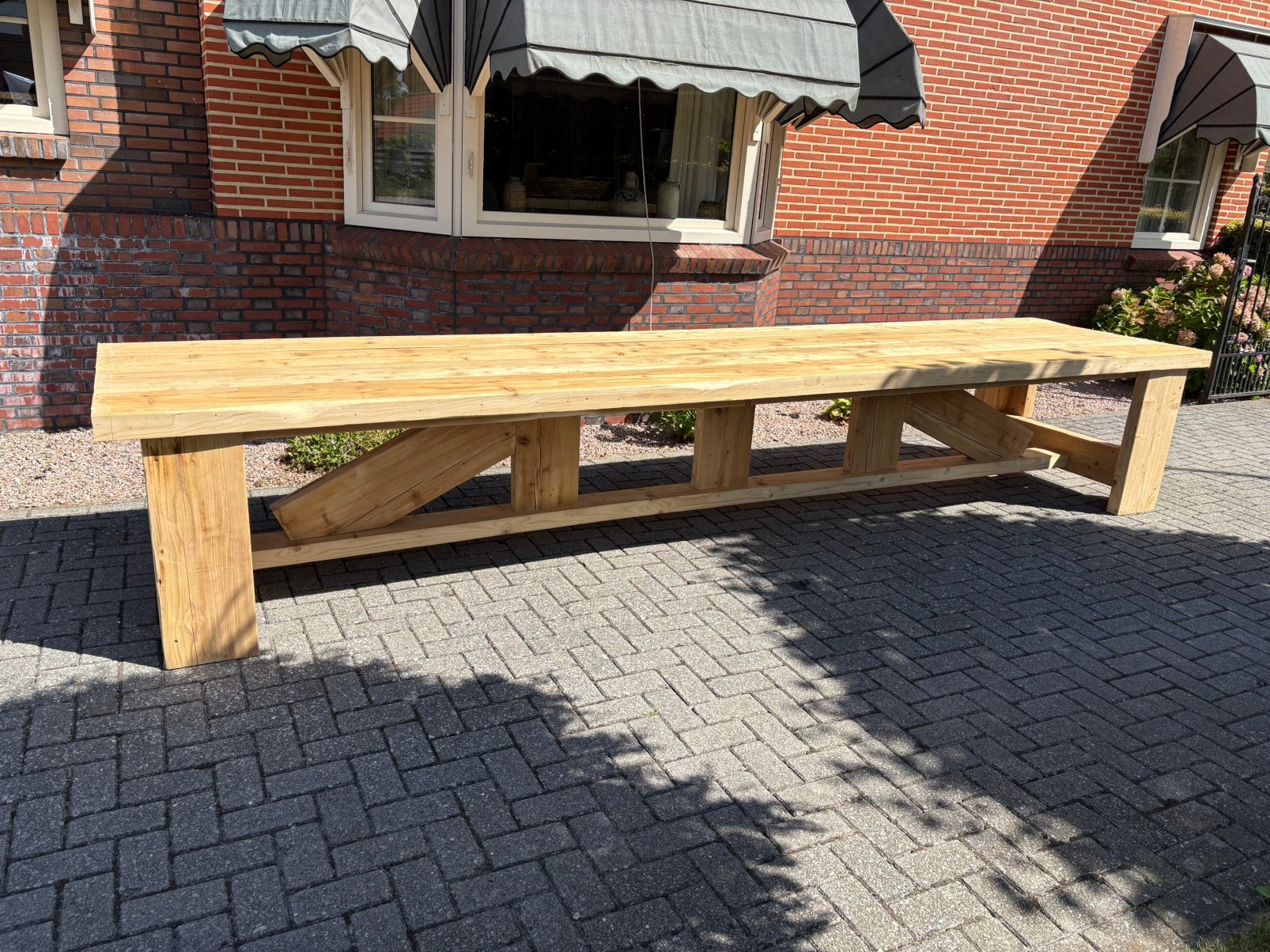 Prachtige zeer grote boeren stamtafel, Ophalen, Zo goed als nieuw, Rechthoekig, Hout