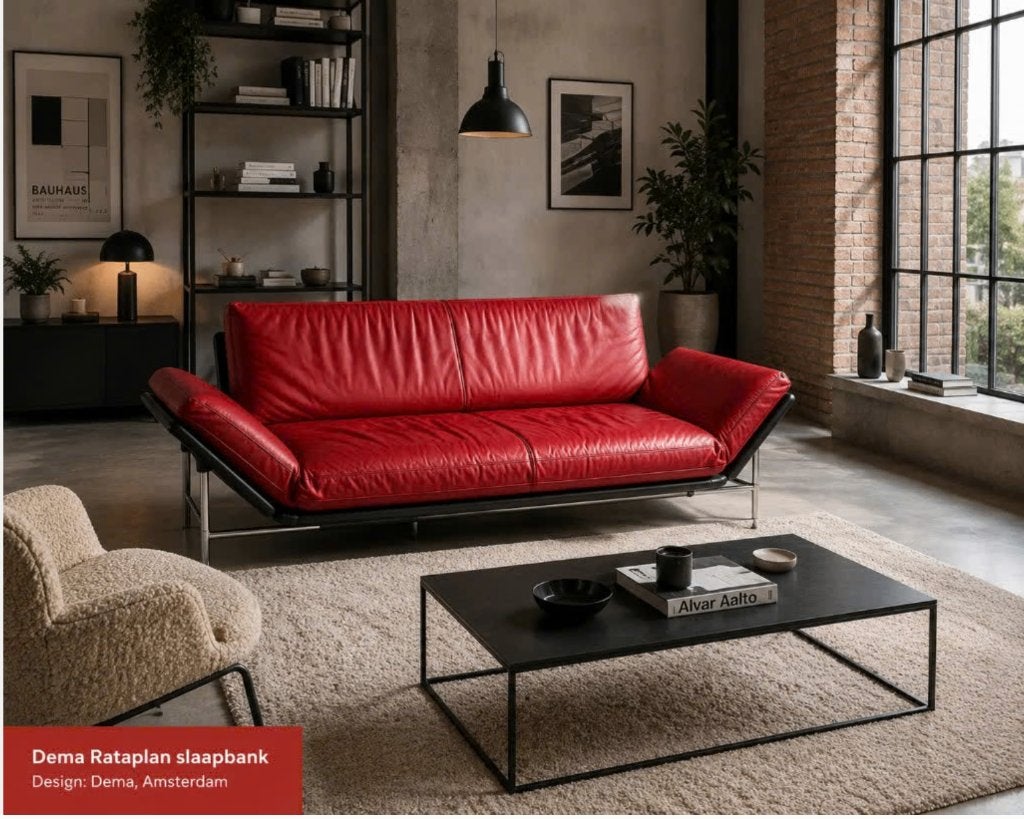 Dema Rataplan slaapbank Chaise Longue Italiaans DEsign, Ophalen, Tweepersoons, 75 tot 100 cm, Kunststof