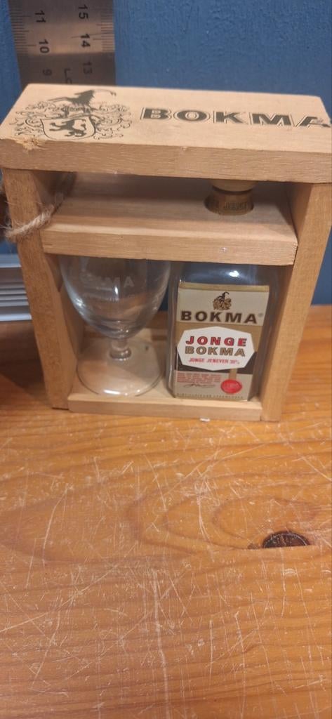 Bokma jenever setje glas en leeg flesje (13525), Verzamelen, Bokma, ., Ophalen of Verzenden, Zo goed als nieuw
