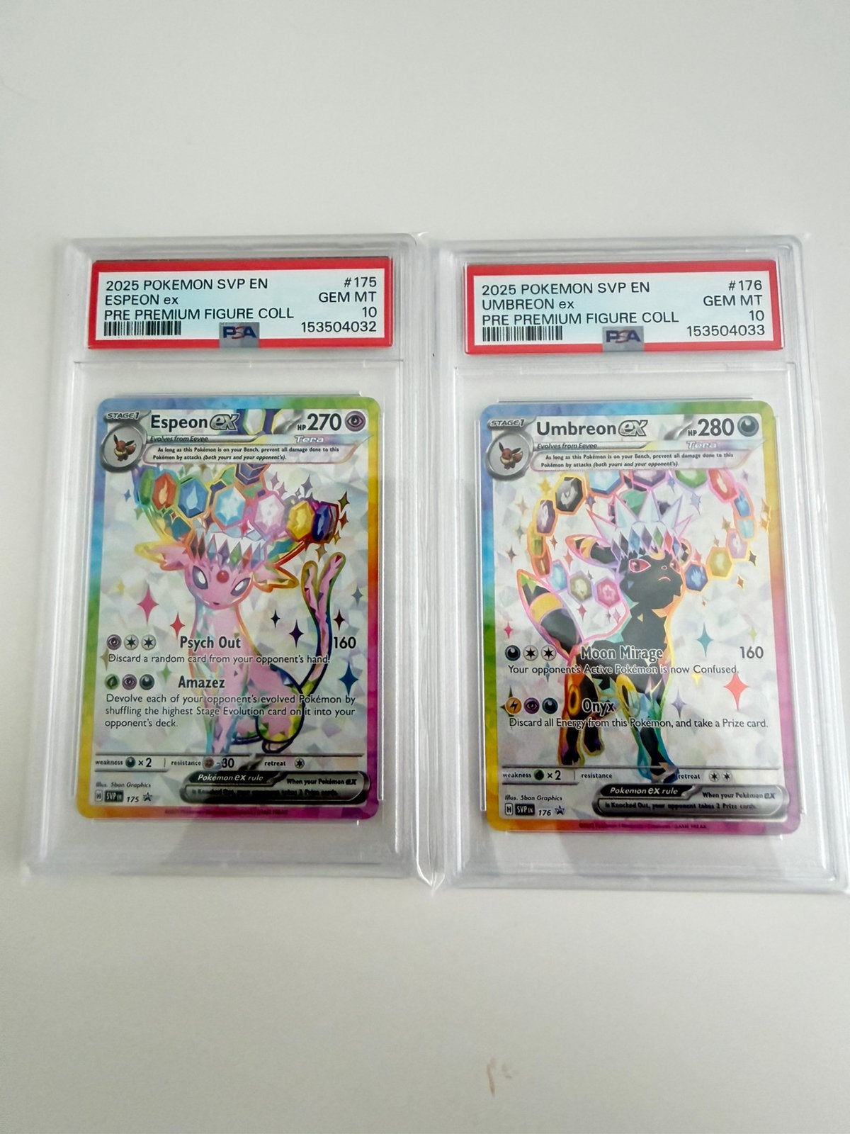 PSA 10 Espeon & Umbreon Promo #175/#176 Sequential set!, Ophalen of Verzenden, Zo goed als nieuw