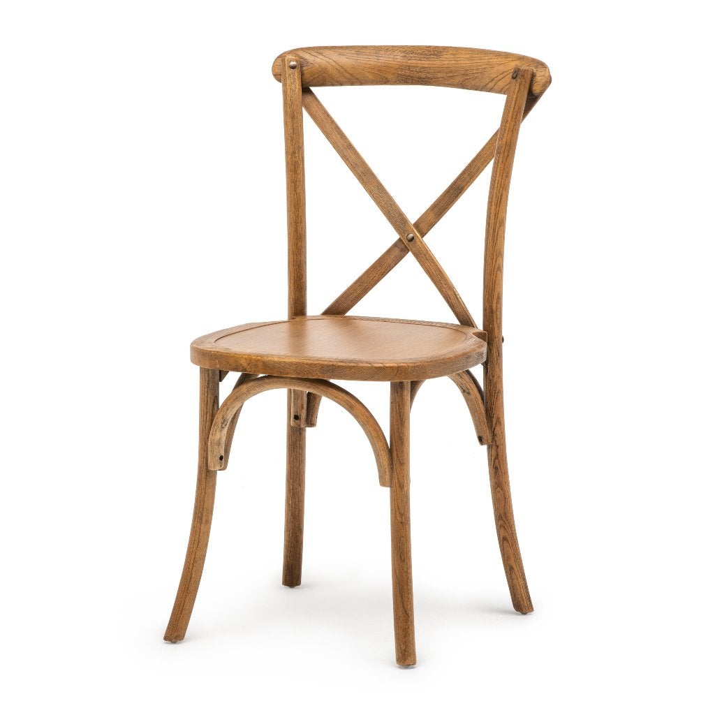 Huur de mooie houten crossback stoelen!bruiloft/event/feest, Ophalen of Verzenden, Zo goed als nieuw, Overige
