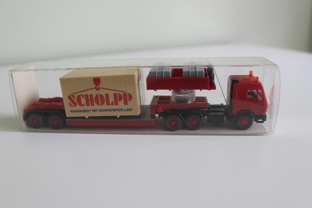 Wiking Mercedes NG 2238 dieplader met kist Scholpp, Ophalen of Verzenden, Zo goed als nieuw, Bus of Vrachtwagen, Wiking