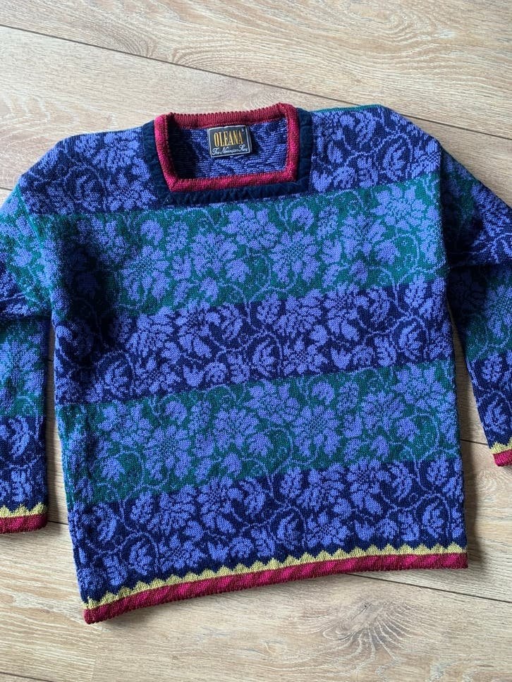 Oleana of Norway wollen trui S M wool jumper, -, Blauw, -, Nieuw