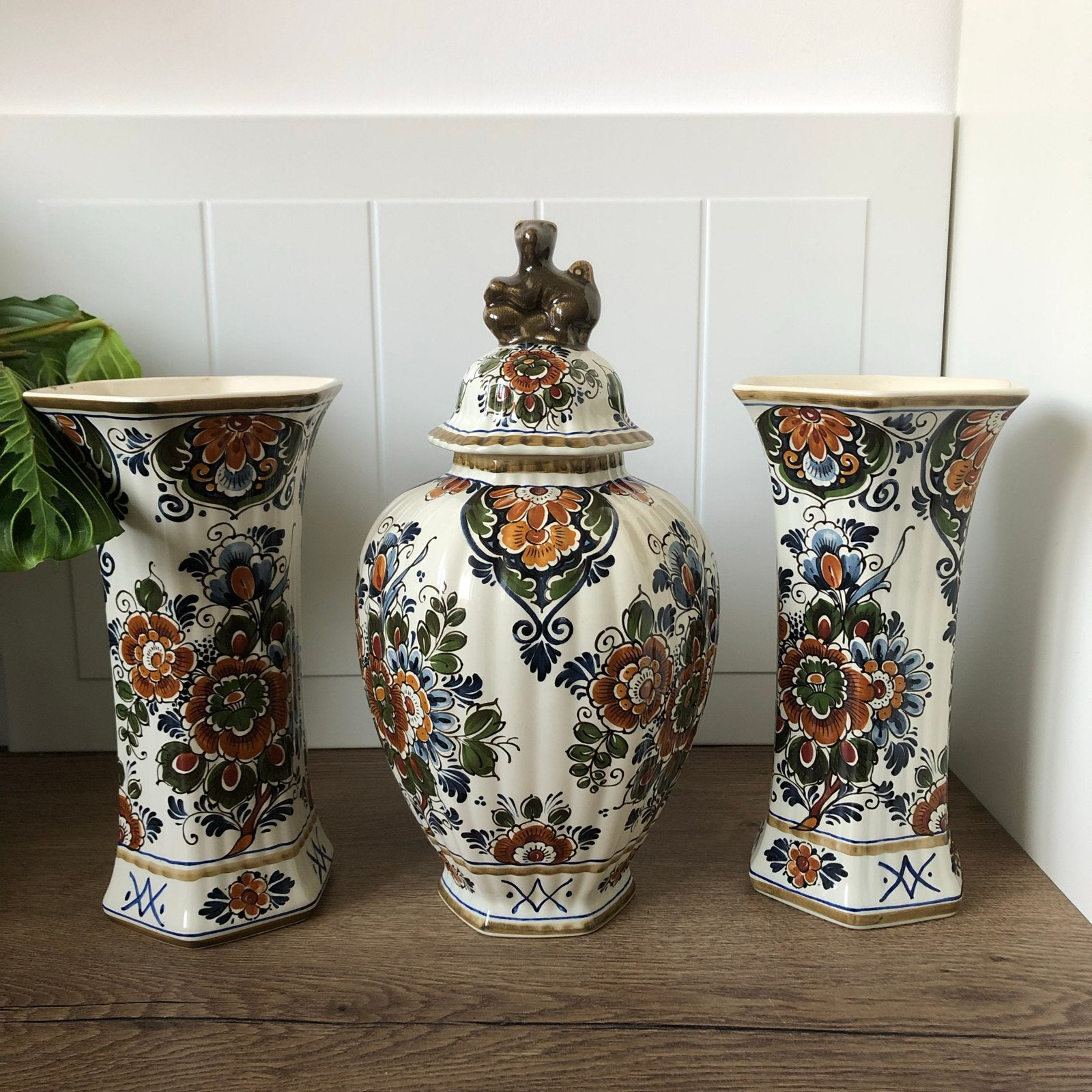 Delfts Polychroom Handwerk Vazen Set, Antiek en Kunst, Ophalen of Verzenden