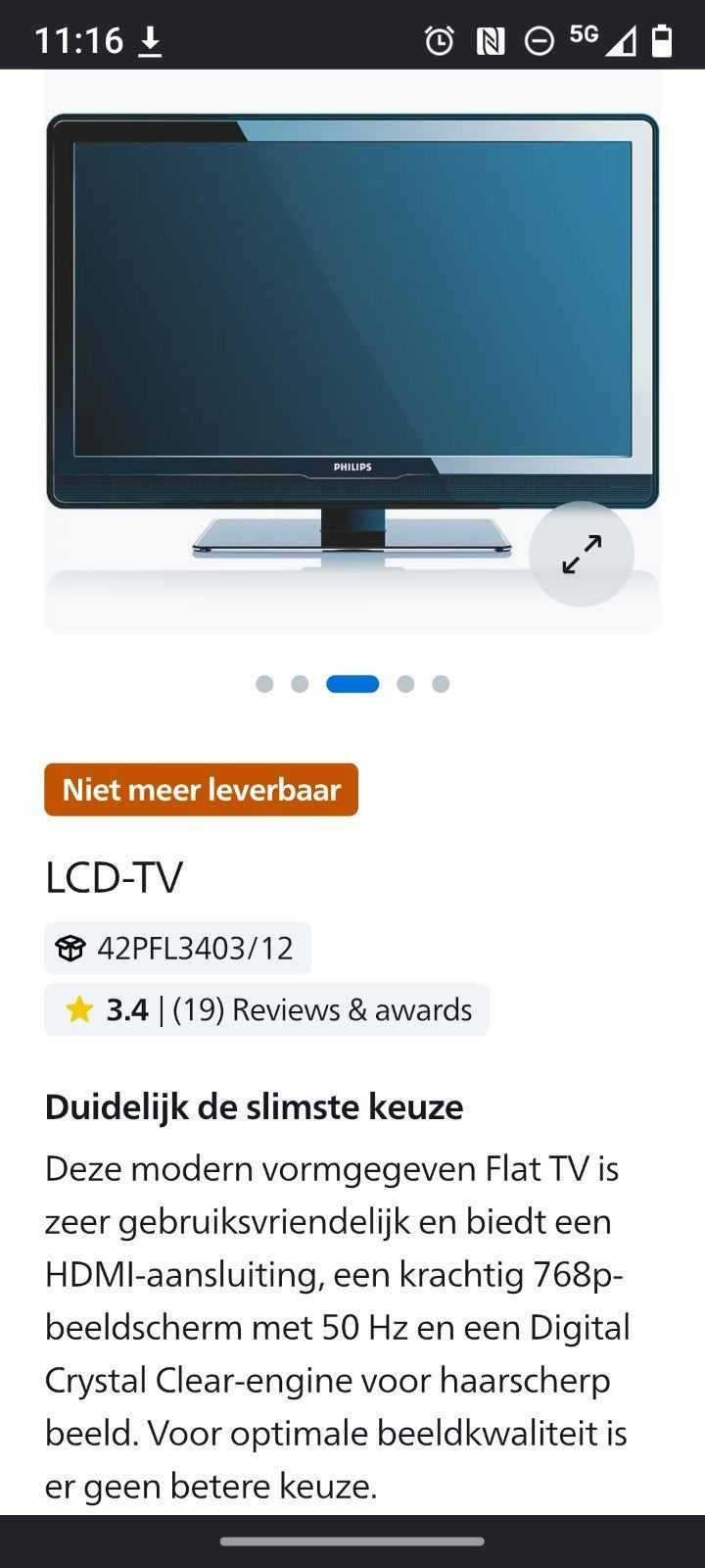 Philips 42 inch LCD TV - wandmontage mogelijk, Ophalen, Philips, Gebruikt, 50 Hz