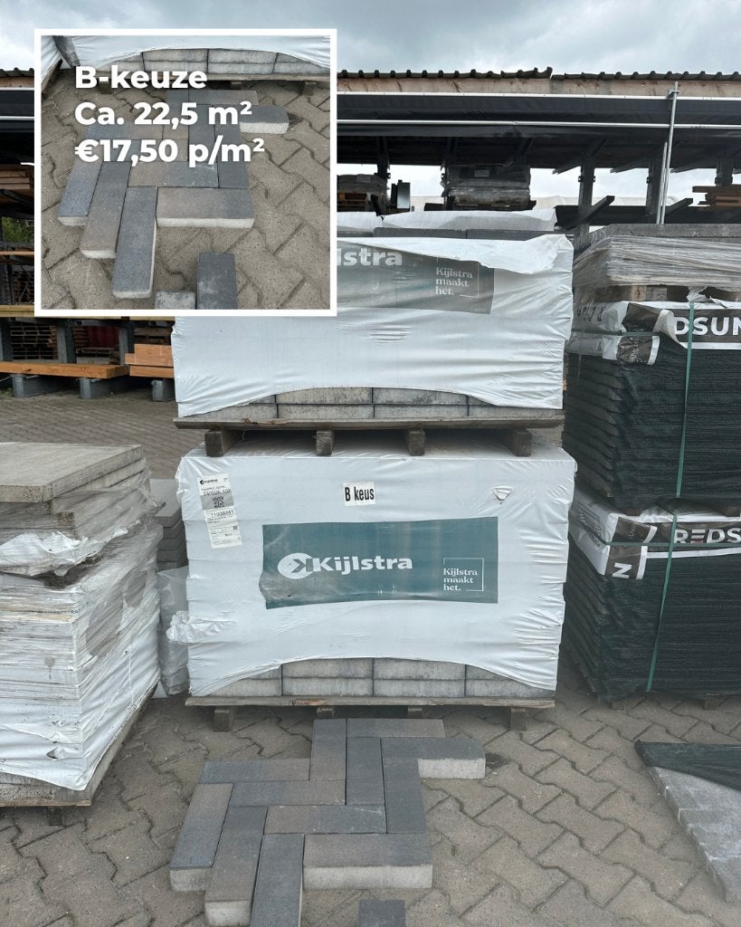 Patio longstone 7cm nero/grey B-keus, Tuin en Terras, Tegels en Klinkers, Klinkers, Nieuw, Ophalen of Verzenden, 10 m² of meer