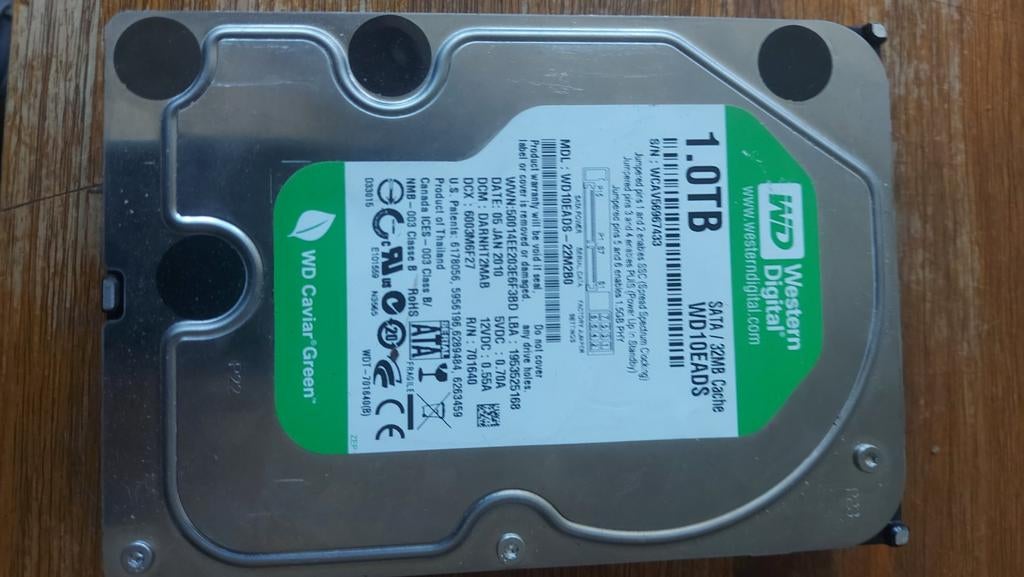 WD 1tb hdd, Computers en Software, Harde schijven, Intern, Gebruikt, SATA, HDD
