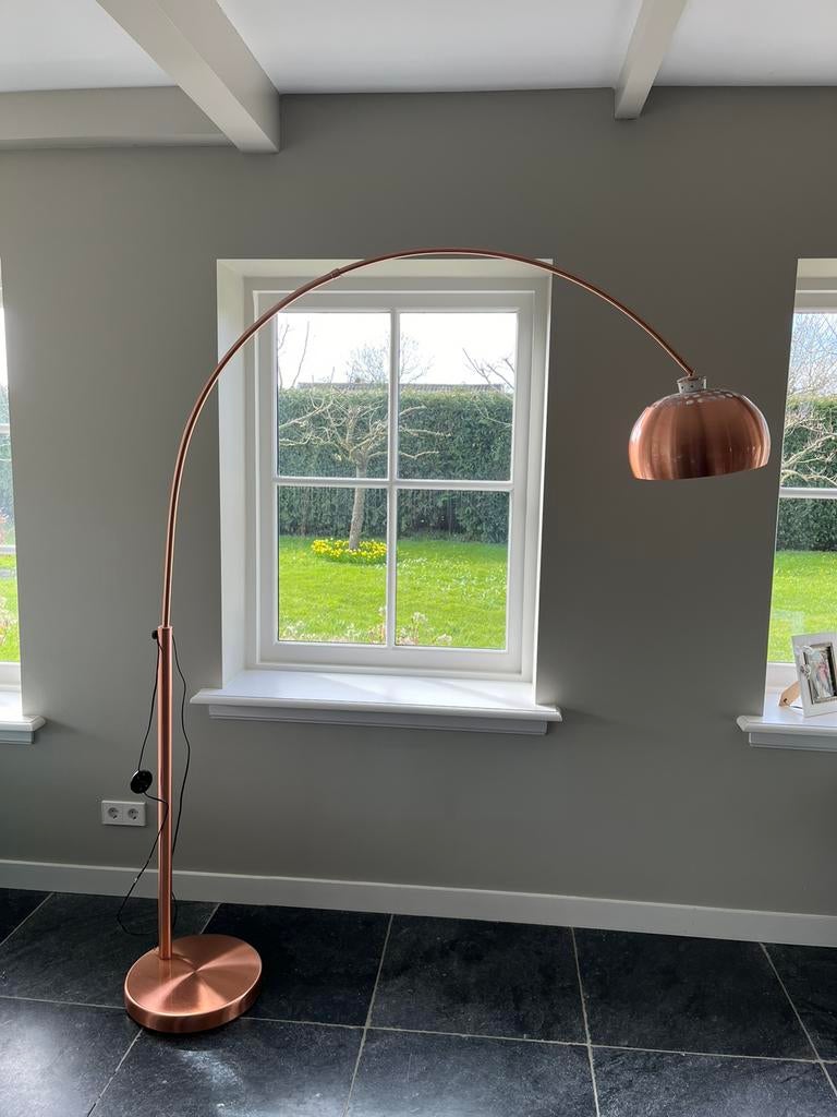 Zuiver metal bow vloerlamp koper ZGAN, Ophalen, Zo goed als nieuw, 150 tot 200 cm