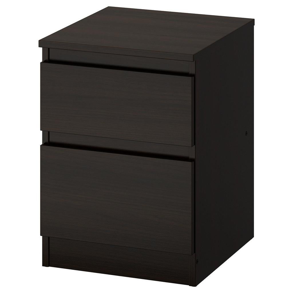 Ikea Kullen nachtkastje zwartbruin met 2 lades, Huis en Inrichting, Ophalen, Gebruikt, Minder dan 45 cm, 55 tot 70 cm