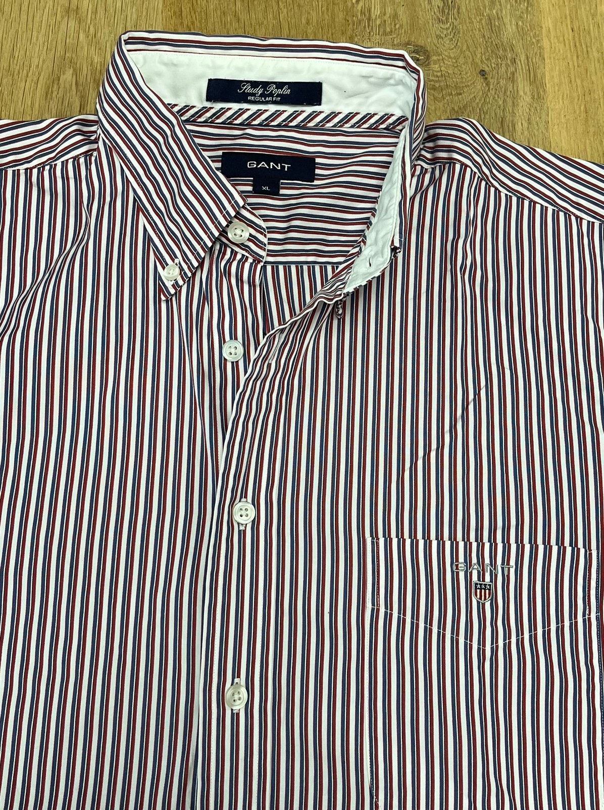 Gant regular fit gestreept overhemd - Maat XL, Ophalen of Verzenden, Zo goed als nieuw, Halswijdte 43/44 (XL)