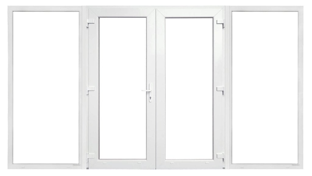 Kunststof Dubbele Deur Met Zijlichten 384,8 X 215 Cm Wit, Niet ingevuld, Kunststof, Niet ingevuld, Nieuw