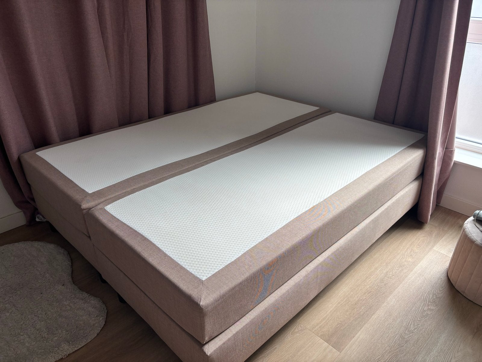 Zo goed als nieuw boxspring bed 160x200 cm, Ophalen, Bruin, Tweepersoons, Zo goed als nieuw
