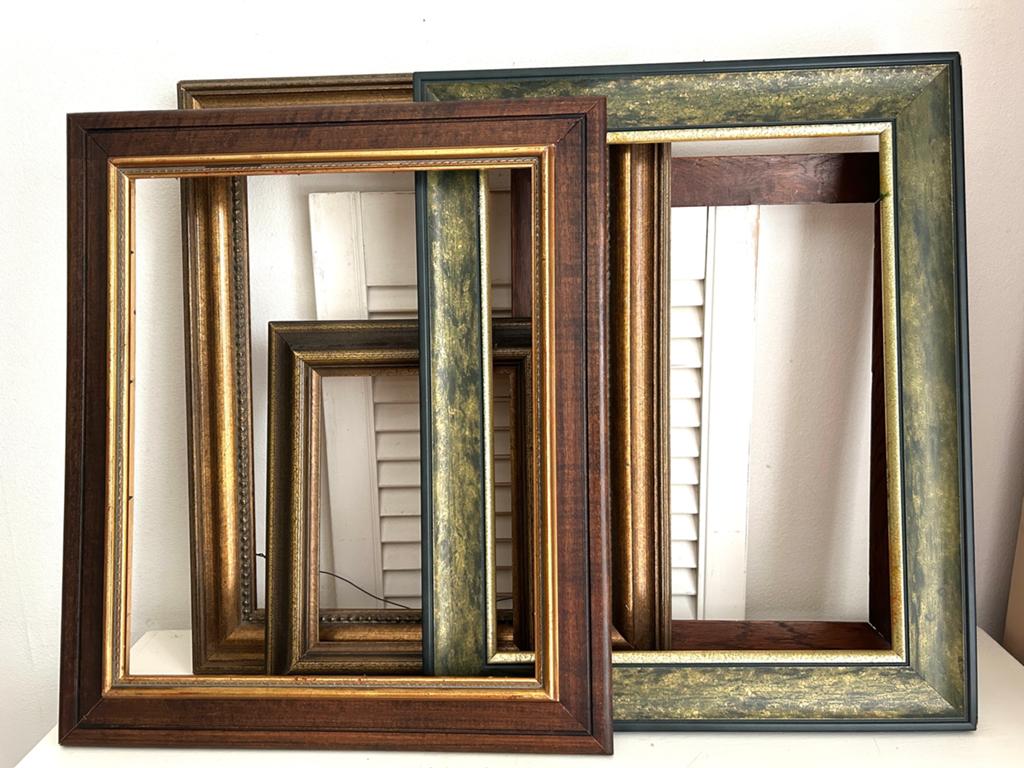 Vijf oude schilderslijsten hout 25 euro OPHALEN, Ophalen, Minder dan 50 cm, Gebruikt, Minder dan 50 cm
