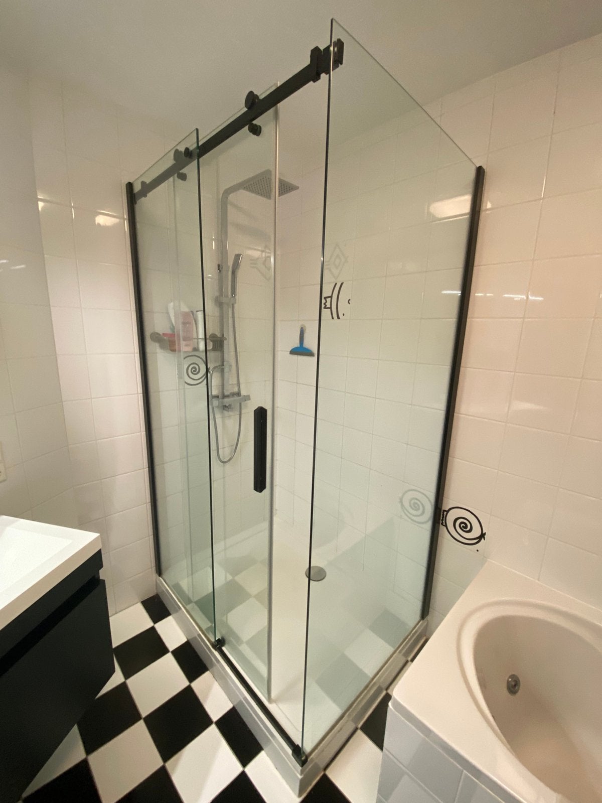 Douchecabine  glas met schuifdeur 120x90x200, Ophalen, Gebruikt, Met douche