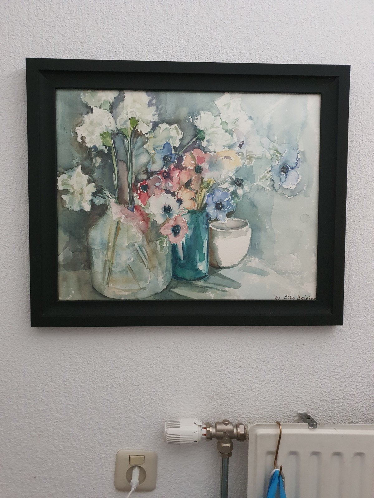 Mooie Aquarel van Lita Becking uit 1987g, Minder dan 50 cm, Nieuw, Ophalen of Verzenden, Schilderij