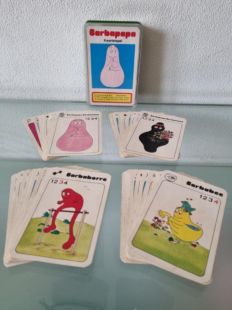 Orig,1974,Vintage,BARBAPAPPA KWARTETSPEL,Compl,Doos,Igvst!, Hobby en Vrije tijd, Drie of vier spelers, Ophalen of Verzenden, Gebruikt
