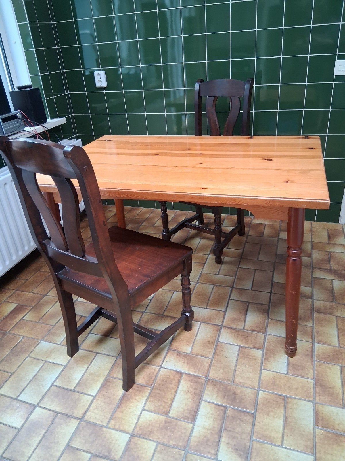 volhouten tafel €15, Gebruikt, 100 tot 150 cm, Ophalen of Verzenden, 25 tot 50 cm