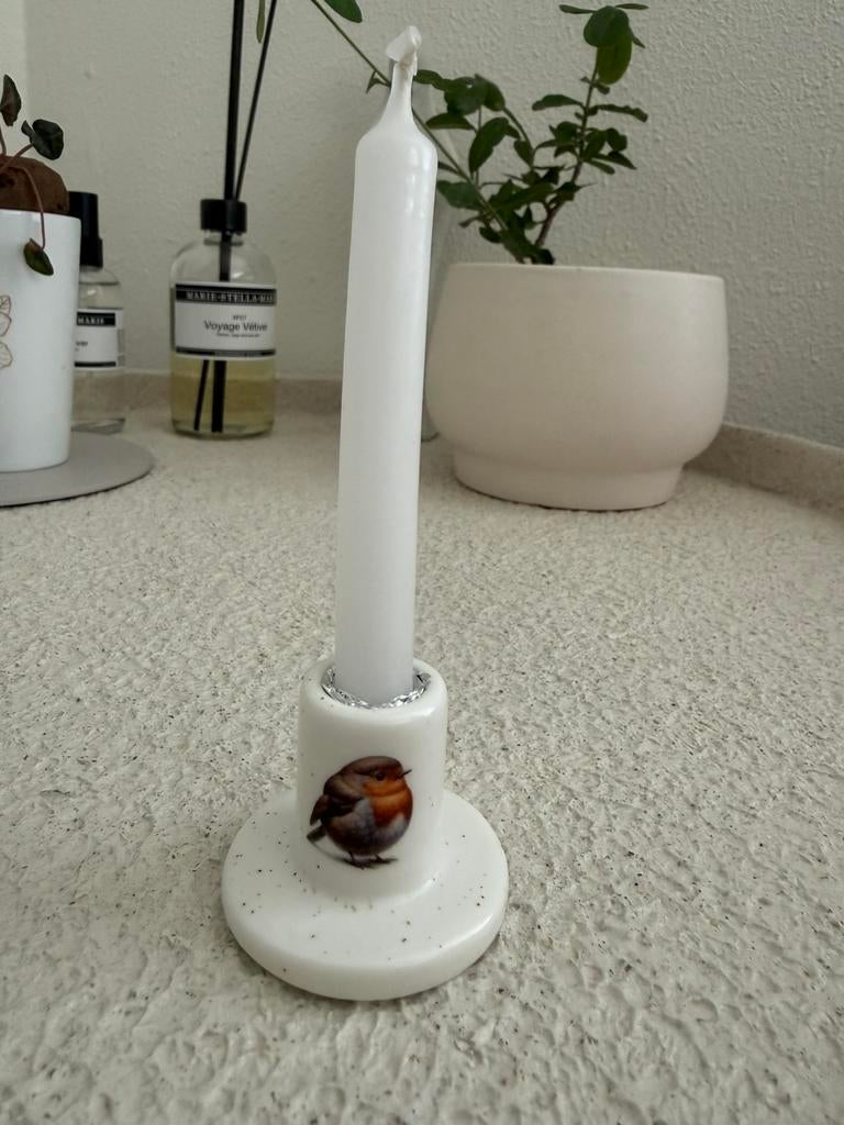 Nieuw Dille & Kamille porseleinen kandelaartje roodborst, Overige materialen, Nieuw, Ophalen of Verzenden, Kandelaar
