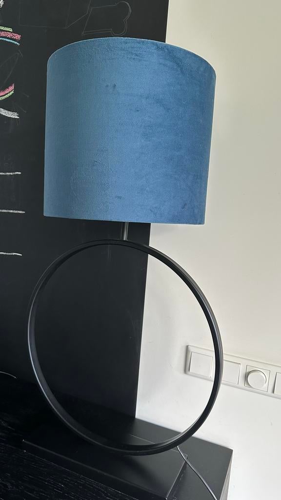 2 schemerlampen met petrol kappen, Ophalen, Gebruikt, Metaal, 75 cm of meer