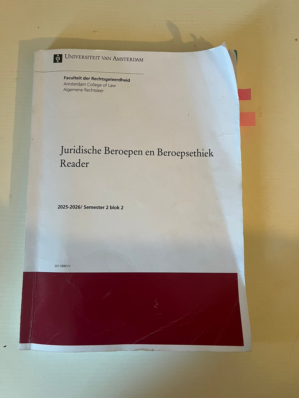UvA reader Juridische Beroepsethiek, Ophalen of Verzenden, Alpha, Zo goed als nieuw, WO