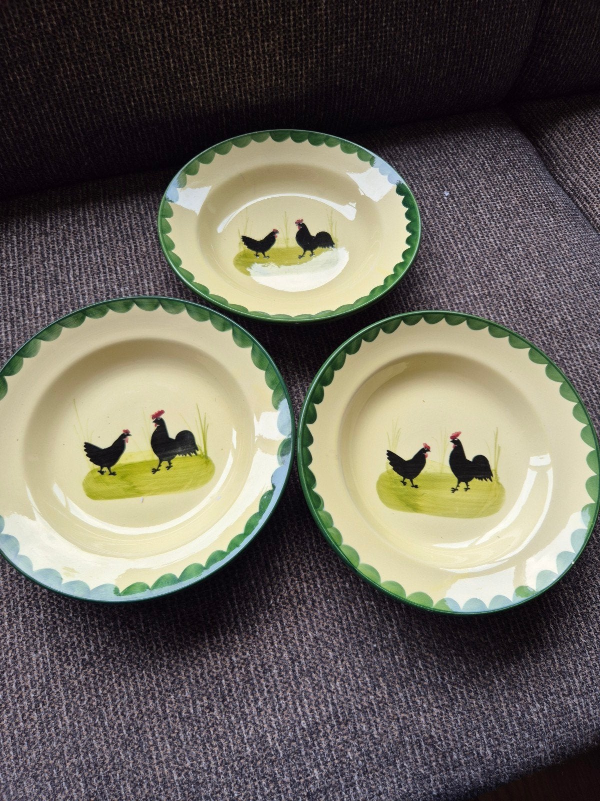 3 diepe borden zeller servies kip en haan, Ophalen of Verzenden, Overige stijlen, Bord(en)